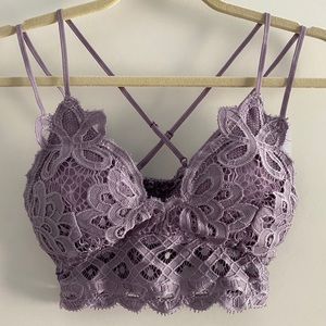 Anemone lace crochet bralette in Purple Ash